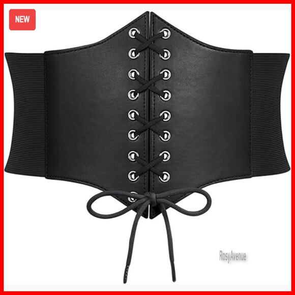 Lace-Up Corset Belt Faux Leather Elastic Waspie Waist Belt XS main image 5